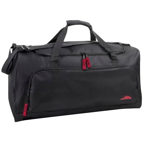 55 Litre Canvas Duffle Bags for Men & Women for Traveling, The Gym, and as Sports Equipment Bag/Organizer (Black Red)