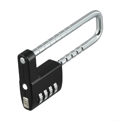 Yhenlovtt Adjustable U-Shaped Mechanical Combination Padlock, Alloy Steel Construction, 4-Digit Password Lock for File Cabinets, Wardrobes & Doors(BLACK) — view 4