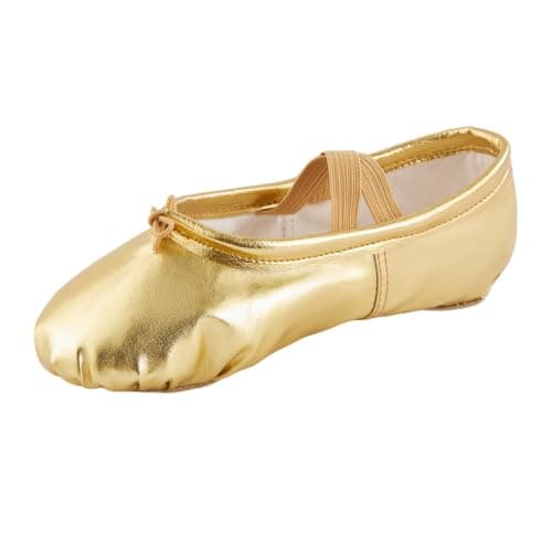 missfiona Ballet Shoes for Women PU Leather Dance Slipper(6.5 UK, Gold) — view 3