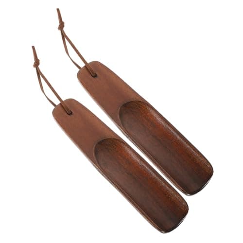 EXCEART 2 Pcs Shoe Horn Short Handle Wooden Shoe Horn Small Travel Shoe Horns for Men, Women