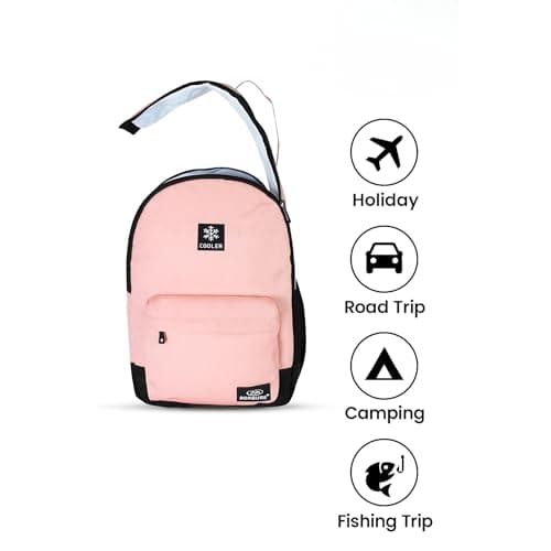 iN Cooler Backpack Insulated Lunch Bag for Men Women - Pink - Large Capacity Picnic Cooler, Camping Beach Travel Bag, Leakproof, Easy Carry Size 28x15x39cm, Backpack — view 5