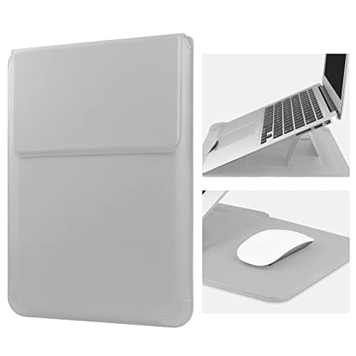 HoYiXi 15'' 16'' Laptop Sleeve Case Leather Bag for MacBook Pro 16 2021 & 2019/ASUS Vivobook 15/HUAWEI MateBook D15/HP 15.6" PC/MacBook Pro 15/Surface Laptop 3/Dell 15/ IdeaPad, Silver