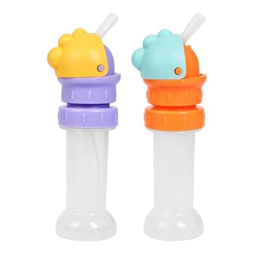2Pcs Water Bottle Straw Caps, Water Bottle Straw Adapter with Universal Portable Leak-Proof Top, Reusable No Spill Beverage Twist Cover Lid for Travel, Camping, Outdoor and Nursery