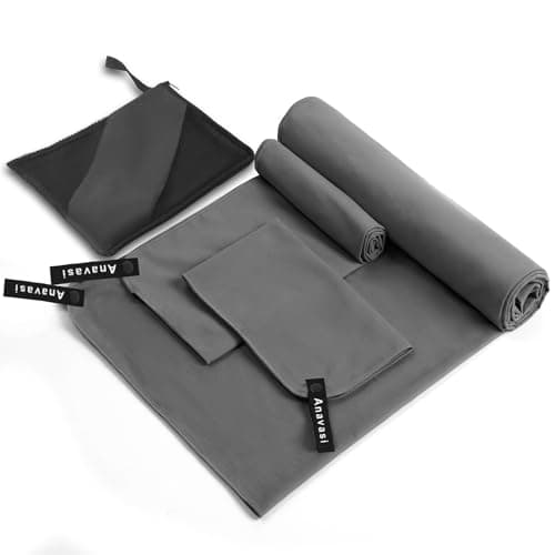 Anavasi 3 PCS Microfibre Towels for Adults, (180*80 + 80*40 + 50*30) cm