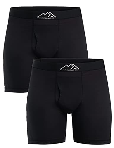 Merino.tech Merino Wool Underwear Men - 100% Merino Wool Boxers for Men (Small, 2 Pack - 170 Black)