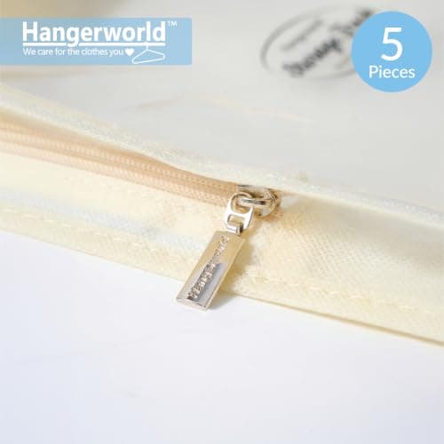 HANGERWORLD Pack of 5 Cream Breathable Cashmere Jumper Clothing Storage Pouch Bag with Clear Front — view 5