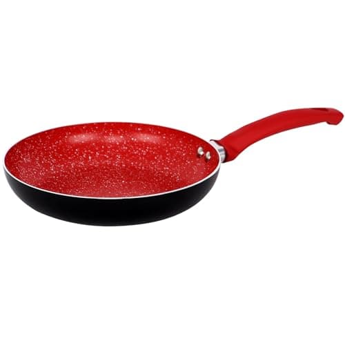 Gr8 Home Aluminium 8 Piece Marble Stone Effect Non Stick Cookware Set Ceramic Induction Frying Pan Saucepan with Lid Cooking Kitchenware (Red) — view 5