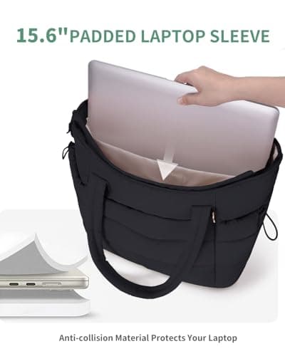 Wandering Nature Tote Bags for Women with Zipper, Set of 2 Shoulder Handbags with 15.6 Inch Laptop Compartment & Water Bottle Pocket for Work School Travel College,Black (Patent Pending) — view 3