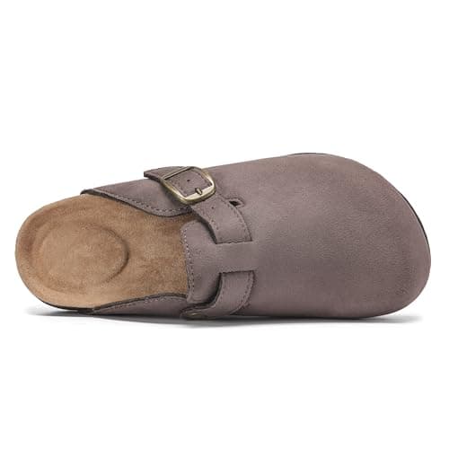 Polar Women’s Slip-On Clogs with Cork Footbed, Faux Suede Upper and Adjustable Strap, Comfortable Indoor Outdoor Casual Shoes - Mocha 7 UK — view 5