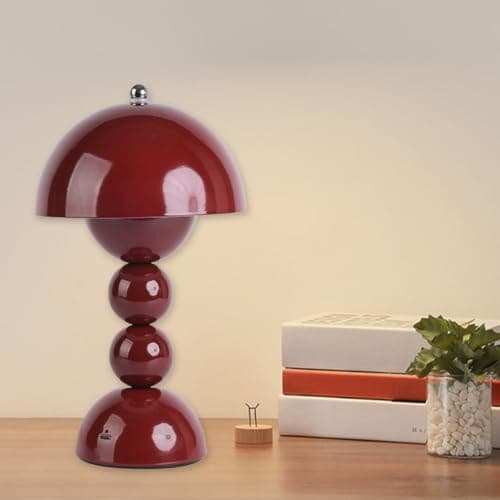Rechargeable Table Lamp, 3-Color Dimmable Cordless Desk Lamp with Touch Control, Portable Battery Powered Nightstand Lamp for Bedroom, Kitchen, Outdoor, Camping, Decoration，Burgundy — view 4