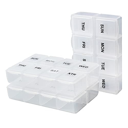 Serfeymi Weekly Pill Box Organiser Tablet Medicine Organiser Box - 3 Pack