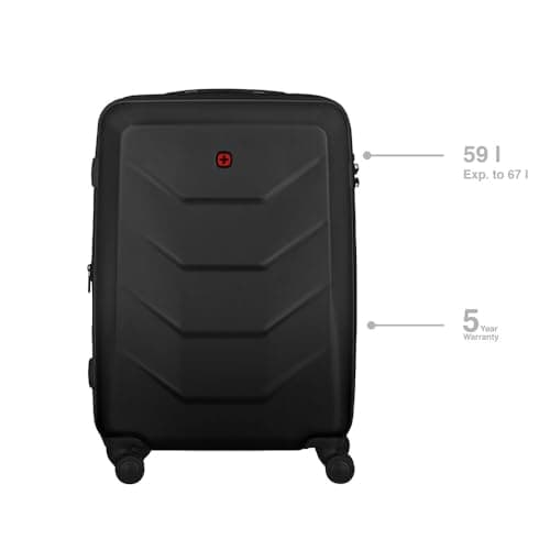 Wenger Prymo Medium hardside case with 4 Wheels, mid-Sized, 59 (67) L, Hardshell, Security Lock, for Men and Women, Travel or Vacation, Black, 612537 — view 3