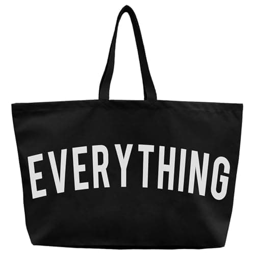 InfiniZer Black Tote Bag For Women Extra Large Canvas Beach Bag Durable Foldable Shopping Bags Perfect For College School Work Travel Gym Shopping