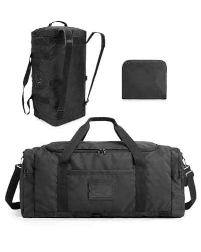BAGSAMRT 60L Foldable Travel Duffle, Large Holdall Bag for Weekend Gym