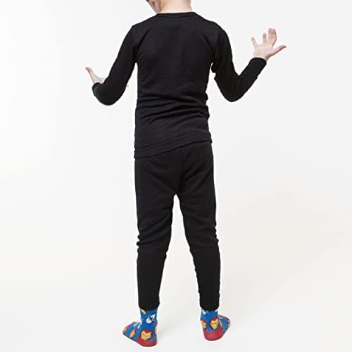 GA COMMUNICATIONS KIDS THERMAL WINTER WARM UNDERWEAR FULL SET LONG JOHN BOTTOM AND LONG SLEEVE TOP[Black,13-14] — view 4