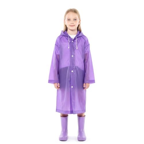 YuanVellora Kids Poncho Waterproof, 2 Pack 0.18mm EVA Raincoats with Hood