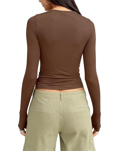 OYIWINMI 3 Pack Womens Long Sleeve Basic Tops Crew Neck Thermal Shirts Stretch Fitted Underscrubs Layer Tee XXS-L — view 6