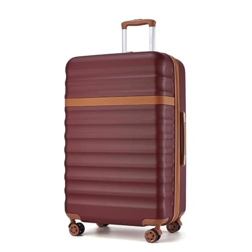Kono 28 Inch Hard Shell Suitcase Large Expandable Luggage (Burgundy/Brown)