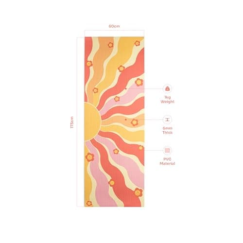 Myga Printed Yoga Mat - 6mm Thick Non-Slip Exercise Mat for Yoga, Pilates, Meditation and Fitness - Lightweight Travel Yoga Mat for Men and Women - Choice of Design (Groovy) — view 2