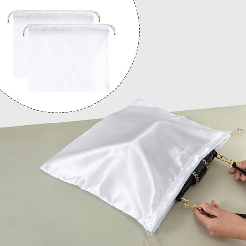 HBJSP Dust Bags for Handbags, Silk Dust Cover Storage Bags, Dustproof Drawstring Pouch for Clothes, Purse, Shoes, Boots - 2PCS (White) — view 2