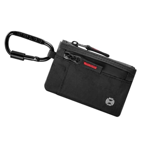 FIREDOG RFID Wallet for Men Women, Compact Travel Organiser with D Ring Attachment, Waterproof Card Holder with Coin Pocket, Small Zipped Pouch for Cash Cards Keys and Everyday Essentials