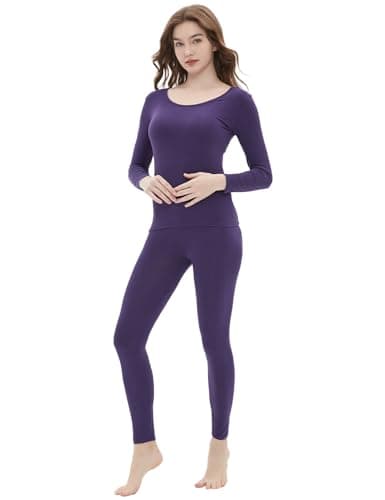 Vinconie Womens Thermal Long Johns Ladies Thermal Tops Long Sleeves, 1 Pack Purple, XS-S (6 8 10)