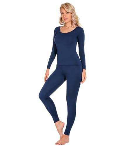 Liang Rou Women's Crew Neck Top & Bottom Ultra Thin Thermal Underwear Set