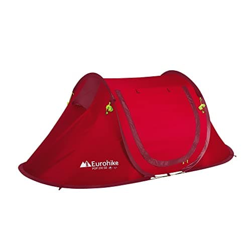 Eurohike Pop 200 Tent for 2 People with Sewn in Groundsheet, 2 Man, Easy to Pitch, Pop-Up Design, Lightweight (Red)