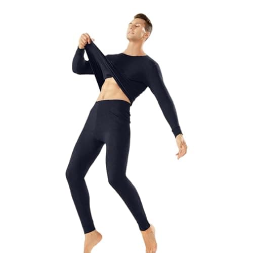Men's Thermal Underwear Set – Warm Base Layer Top & Bottom with Brushed Interior | Quick-Dry Winter Set in Black UK Sizes L — view 2