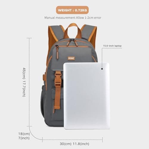 Kono Backpack Men, Backpack Portable Travel Backpack Waterproof with Adjustable Buckle and Multiple Pockets for Travel Weekender Sport(Gray) — view 2