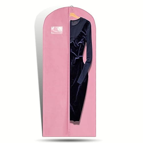 Hoesh UK Women Pink 60 Inches Breathable Bridesmaids Long Zip Wedding Gown Dress Travel Storage Garment Cover Bag