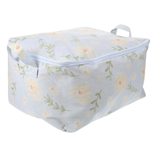 SOLUSTRE 38l Multipurpose Storage Bag Zipper Closure Cotton Blanket Storage Bag Blue Quilt Organizer for Travel and Packing 44 * 34 * 25cm