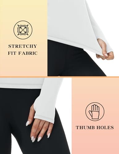 WISMBOX Womens Long Sleeve Thermal Tops, Soft Warm Fleece Lined Compression Shirts Crew Neck Winter Ski Workout Base Layer White — view 5