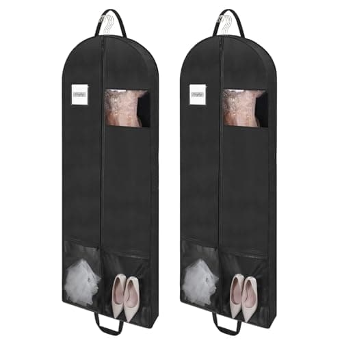 Belinlen 2 Pack 65 Inch/165cm Long Garment Bags with 4" Gusset for Dress