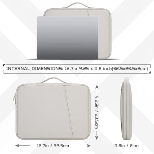 13 Inch Padded iPad Sleeve With Top Handle & Front Storage Pocket, Shock‑Resistant Protective Tablet Case for iPad Air，Cream White — view 2