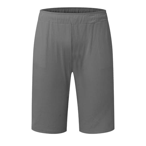 NNGOTD Gym Shorts for Men, Athletic Sports Quick Dry Breathable Workout Training Running Shorts with Pockets Cotton Trouser Slacks Casual Non Pleated Draw Cord Workwear Bottoms Loungewear （Grey,M） — view 2