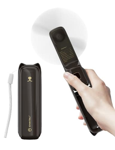 LETSCOL Handheld Mini Fan, 3 in 1 Hand Held Cooling Device, Portable and Personal with Power Bank & Flashlight, Foldable for Travel, Desk, Makeup (Brown)