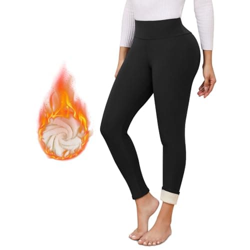 Fleece Lined Leggings Women, High Waisted Thermal Winter Leggings S