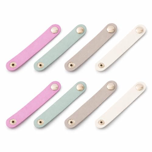 8 Pack PU Leather Cord Organizer, Reusable Cable Organizer Clips for Charging Cords, Earphones and USB Wires, Portable Cable Management Cord Keeper Cable Tidy for Home Office Travel