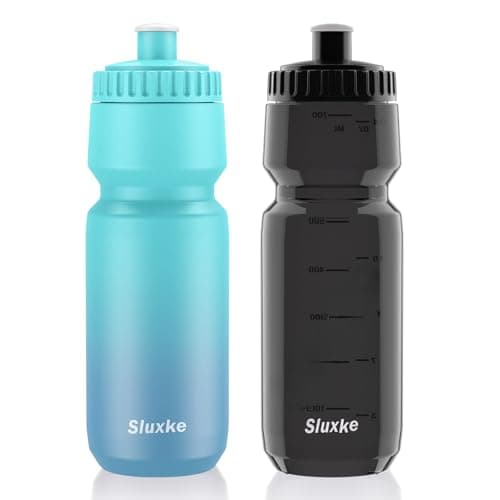 SLUXKE 24oz Bike Water Bottle 2Pack, 720ml Sports Squeeze Bottle Lightweight, Durable Cycling Water Bottle Fits Most Bike Cages