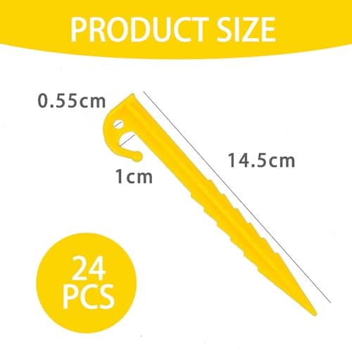 24 Pcs Plastic Tent Pegs, Heavy Duty Plastic Tent Nails for Awning Camping Caravan, Sturdy and Durable Camping Spike Hook, Reusable Canopy Stakes, Suitable for Fixing Tents, Tarps, Garden Weed Mat — view 2