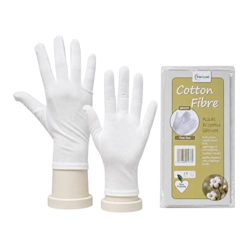 FleXcel Skin Sensitive Cotton Fibre White Eczema Gloves 1 Pair (2 Gloves)