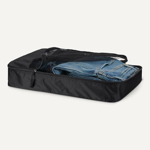 Amazon Essentials 4-Piece Packing Cubes Travel Accessories Set, Luggage Organiser with Double Zip, Mesh Top, Polyester, Large, Black (Previously Amazon Basics) — view 3