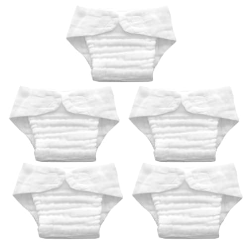 5pcs Reusable Cotton Nappy Insert for Travel and Sleep White M
