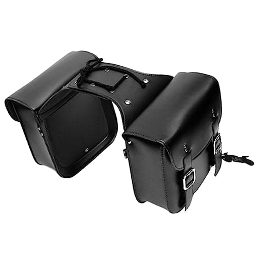 Ronyme Motorcycle Saddlebags, Tool Bag Panniers Universal Large Capacity PU Leather Side Saddle Bags Motorcycle Luggage Bag Quick Access, Black — view 6