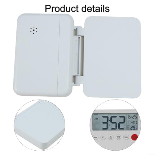 Travel Alarm Clock with Backlight, 12/24H Display, Calendar and Temperature, Weekend Mode, Compact Portable Design for Bedside Desk, Battery Operated(White) — view 6