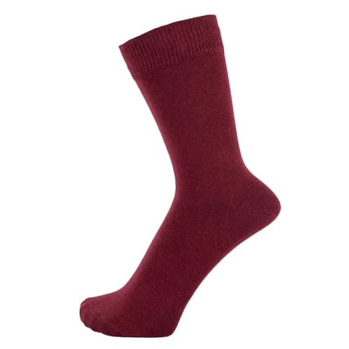 ZAKIRA Combed Cotton Dress Socks, 5 Pack, 6-10 (UK), Burgundy
