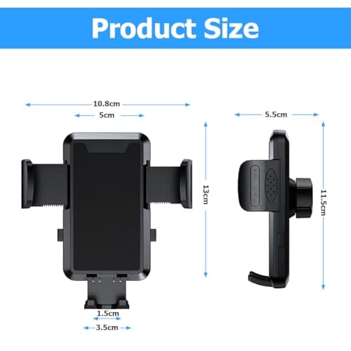 JNNJ Car Phone Holder, Universal Cell Phone Holder Stand Mount, 360°rotation Adjustable Stability Air Vent Phone Mount, Multifunctional Smartphones Holder for Windshield Vent (Black) — view 2