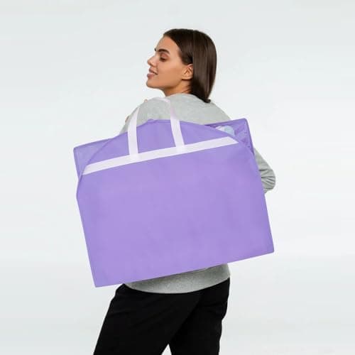 Dance Costume Garment Bags, 40" Hanging Dance Costume Garment Bag Kids Garment Bags with 3 Zippered Pockets,Clear Dance Dress Costume Cover Bag,for Dancer Girls Competition Travel,1 Pack,Purple — view 3