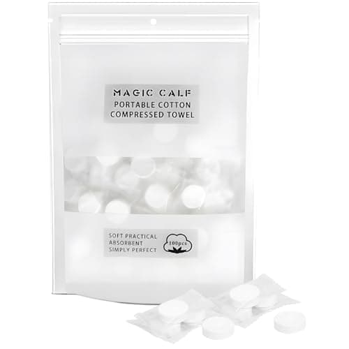 Classycoo Compressed Towel, 100 PCS Disposable Face Wipes, portable Tablets Cotton Tissue for Travel, Camping, Hiking, Sport, Beauty Salon, Home Hand Cleaning and Outdoor Activities, White